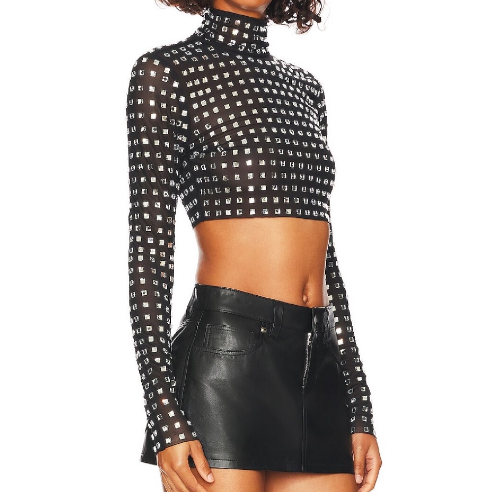 NBD crystal Long sleeve crop top